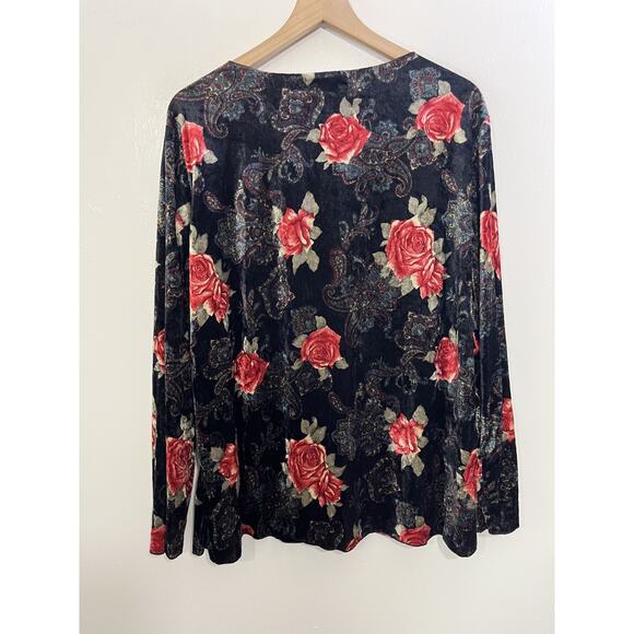 Whimsigoth Fairygoth Witchy 90s 3X Romantic Goth Floral Peasant Velvet Tunic Top - Picture 3 of 12